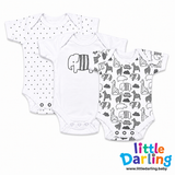 Bodysuit Pack of 3 Half Sleeve Animal Print | Little Darling