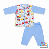Baby Night Suit Truck & Car Sky Blue Color | Little Darling