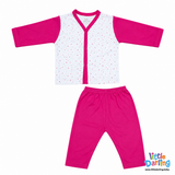 Night Suit With Pajama Star Print Pink Color | Little Darling