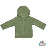 Hooded Jacket Olive Green Color | Little Darling