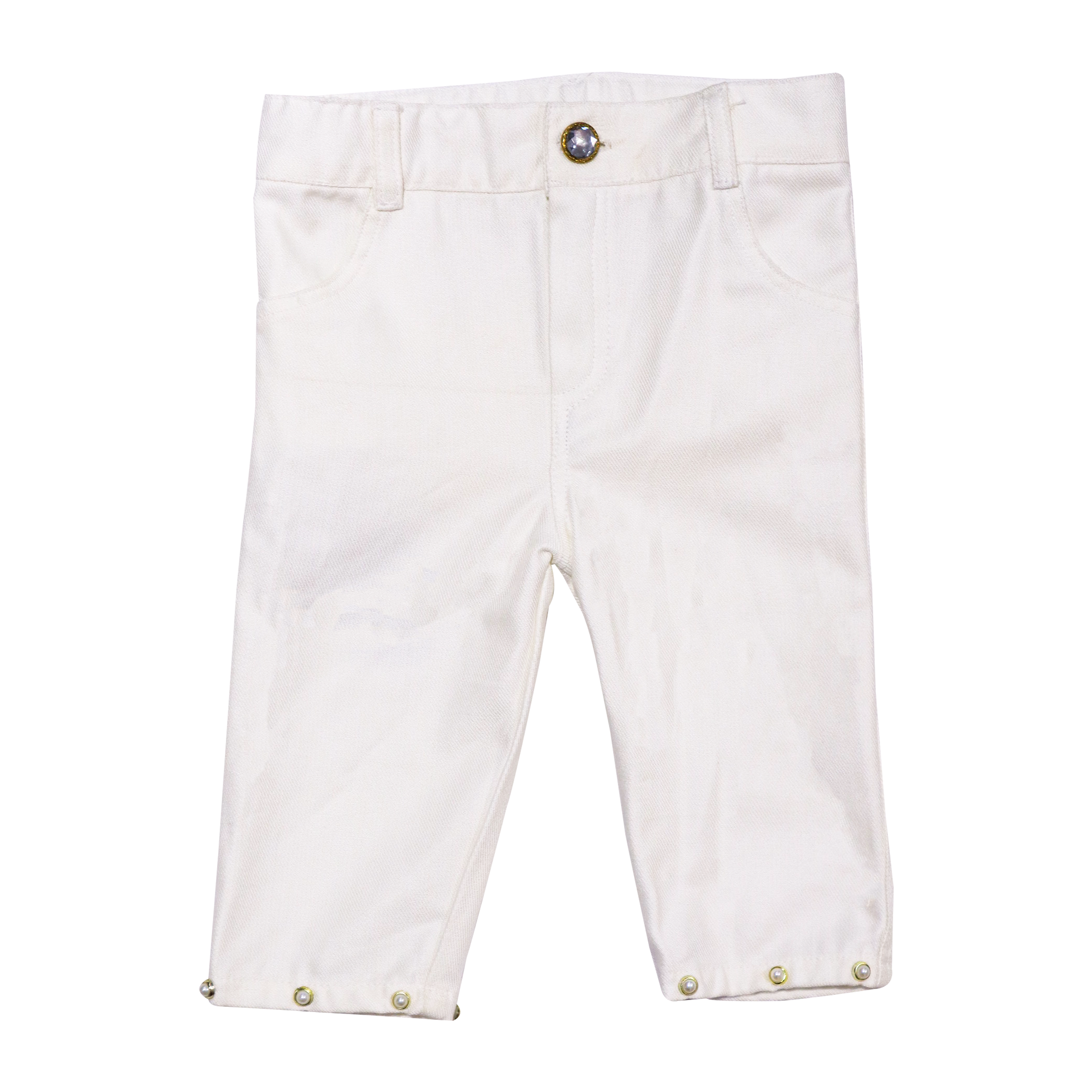 Baby Girls White Cotton Pant by Little Darling