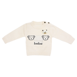 Baby White Knit Sweater Bear Embossed