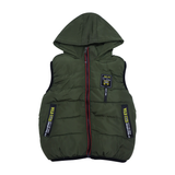 Kids Hooded Fur & Puffer Sleveeless jacket