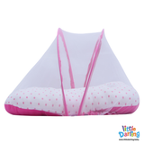 Baby Net Gadda Set 2 Pcs Pink Polka Dot Print | Little Darling