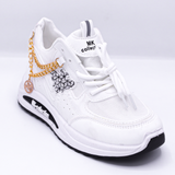 White Chunky Sneakers with Chain