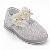 Grey Flower Mary Jane Shoes