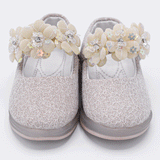 Grey Flower Mary Jane Shoes