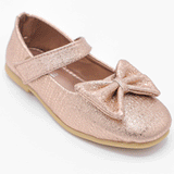 Girls Rose Gold Bow Party Shoes