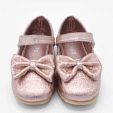 Girls Rose Gold Bow Party Shoes