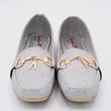 Girls Silver Shoes Glitter Ballet Flats