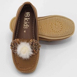 Girls Brown Fancy Pumps with Fur Flower