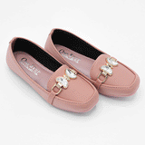 Girls Pink Fancy Pumps with Crystal Buckle