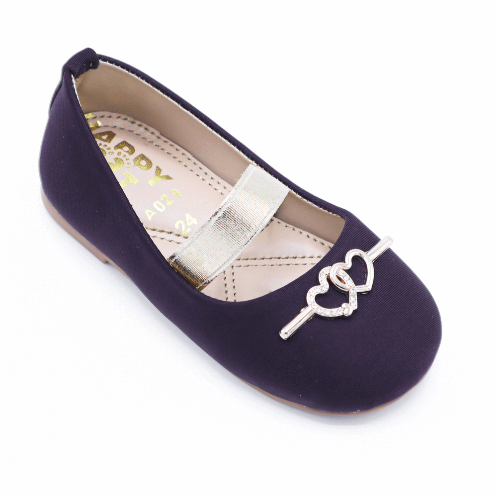 Girls Dark Purple Heart Strap Pumps Price in Pakistan