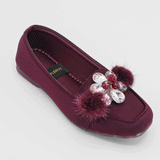 Girls Fancy Flower Pumps Maroon