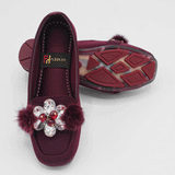 Girls Fancy Flower Pumps Maroon