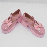 Girls Beige Block Heel Butterfly Pink