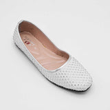 Girls White Stone Embellished Pumps