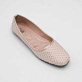Embellished Nude Ballet Flats
