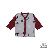 Baby Night Suit Animal Print Maroon | Little Darling