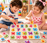 Wooden Number Puzzle Board Educational Learning Toy