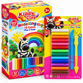 Kiddy Clay Modelling Clay Set 12 Colors 2 Tools