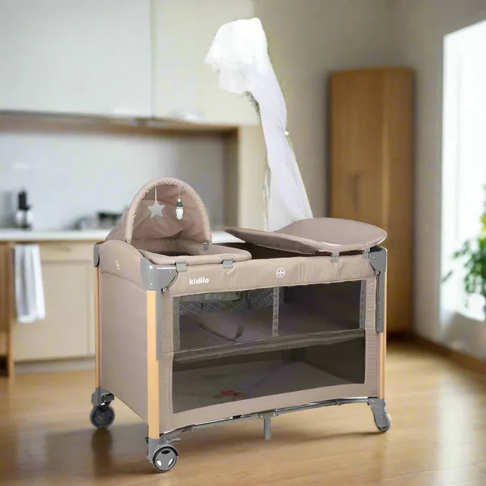 Baby Travel Cot Brown Color by Kidilo