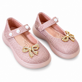 Girls Glitter Bow Mary Jane Shoes Pink