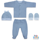 Baby Woolen Waffle Knit 4-Piece Giftset Blue | Little Darling