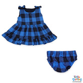 Baby Girls Blue Check 2 Pcs Frock Set
