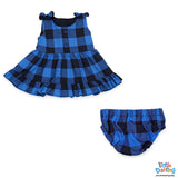 Baby Girls Blue Check 2 Pcs Frock Set