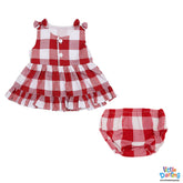 Baby Girls Red Check Dress with Bloomers