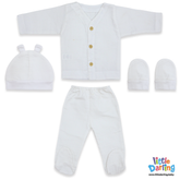 Baby Woolen Waffle Knit 4-Piece Giftset White | Little Darling