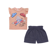 Girls Outfit Set Airplane Print