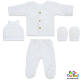 Baby Woolen Waffle Knit 4-Piece Giftset White | Little Darling
