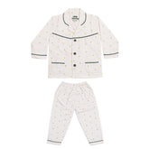 Kids Night Suit 2 Pcs Cream Lemon Print | Little Darling