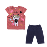 Girls Outfits Set Cute Cat Print
