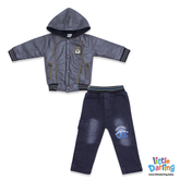 Baby Hooded Jacket & Denim Pant Set | Little Darling