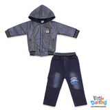 Baby Hooded Jacket & Denim Pant Set | Little Darling