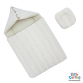 Baby Hooded Carry nest Beige Stitch Line Print | Little Darling