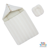 Baby Hooded Carry nest Beige Stitch Line Print | Little Darling