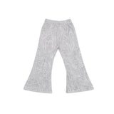 Girls Silver Bow Top & Flared Trouser Set