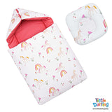 Baby Hooded Carry Nest Unicorn & Flower | Little Darling