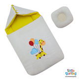 Baby Hooded Carry nest Giraffe & Balloon Embroidery | Little Darling