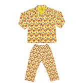 Girls Yellow Heart Print Night Suit Set