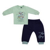 Kids Printed Sweatshirt & Jogger Set Sea Green & Navy