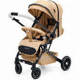 Luxury Beige Baby Stroller with Large Canopy