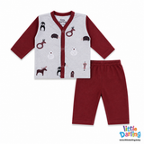Baby Night Suit Animal Print Maroon | Little Darling