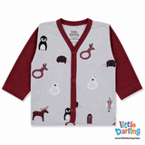 Baby Night Suit Animal Print Maroon | Little Darling