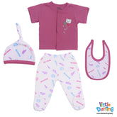 4 Pcs Newborn Gift Set Pink Color | Little Darling