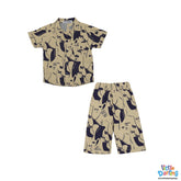 Boys Beige Shirt & Trouser Set